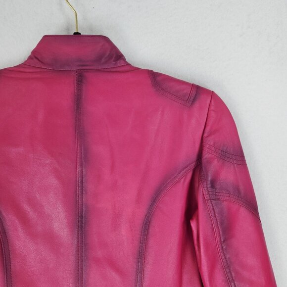Women's Pink Leather Jacket - Picture 14 of 16